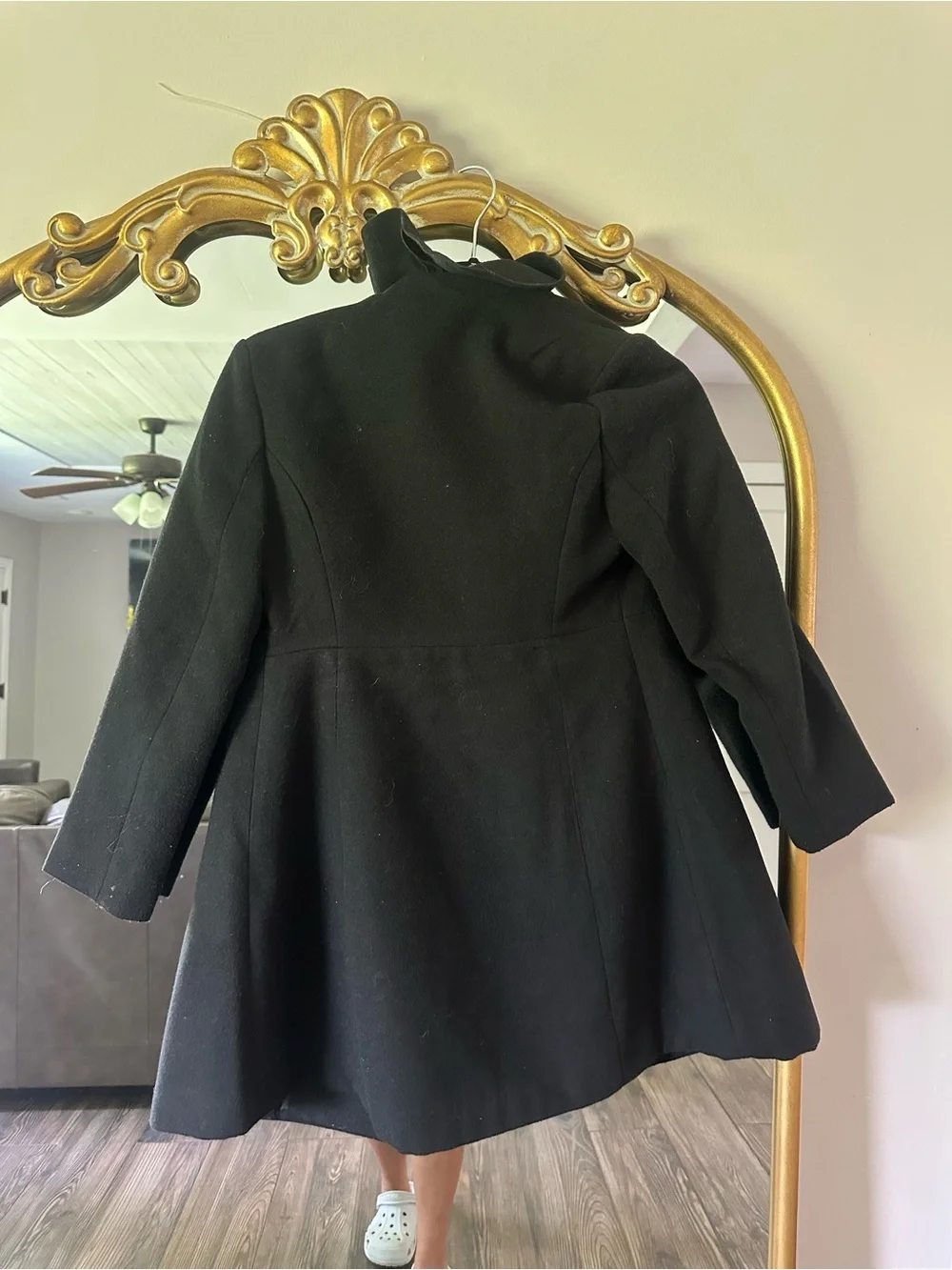 Rothschild Black Ruffled Front Trench Coat